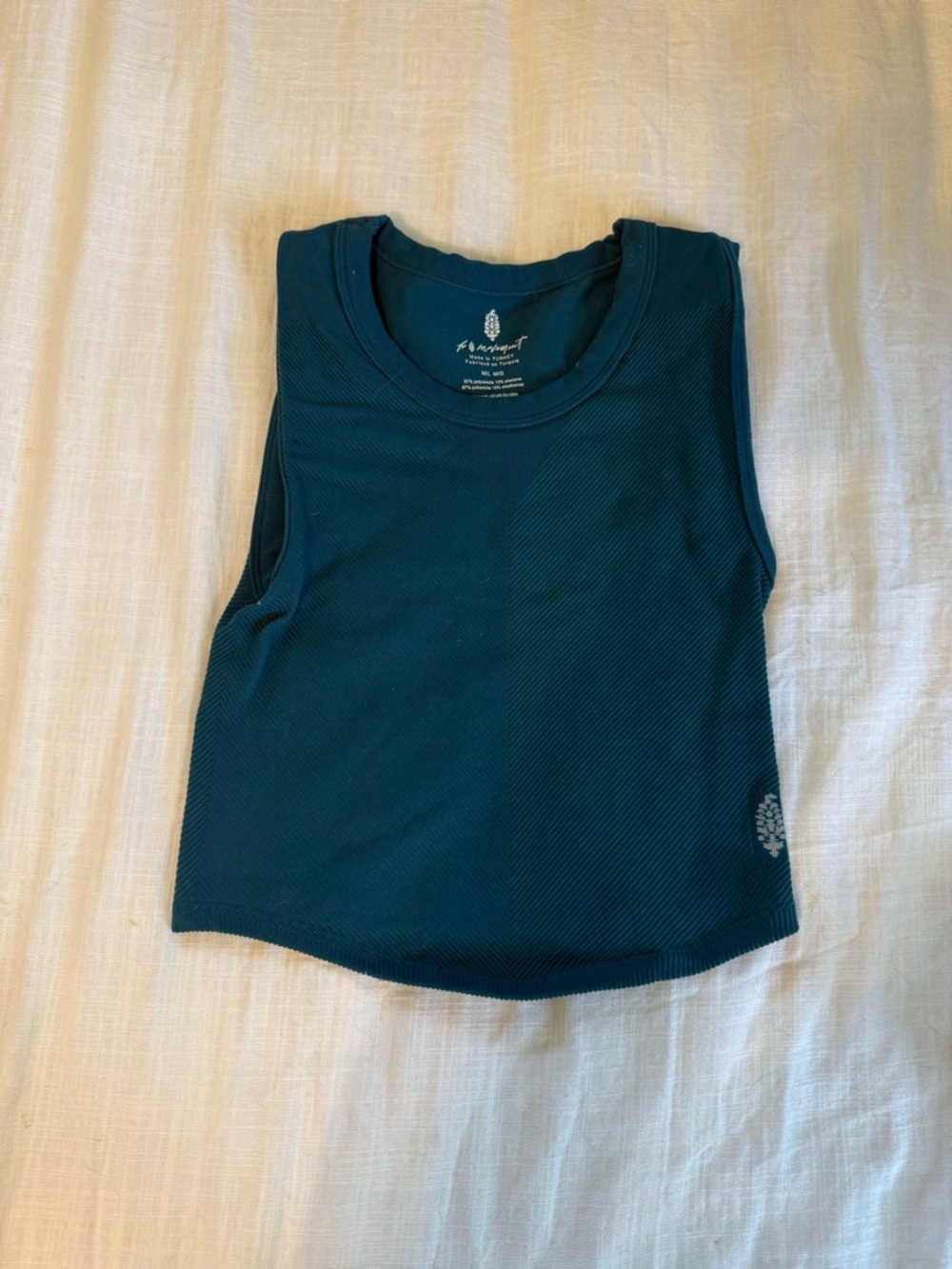 Free People Teal Ribbed Sports Tank Top